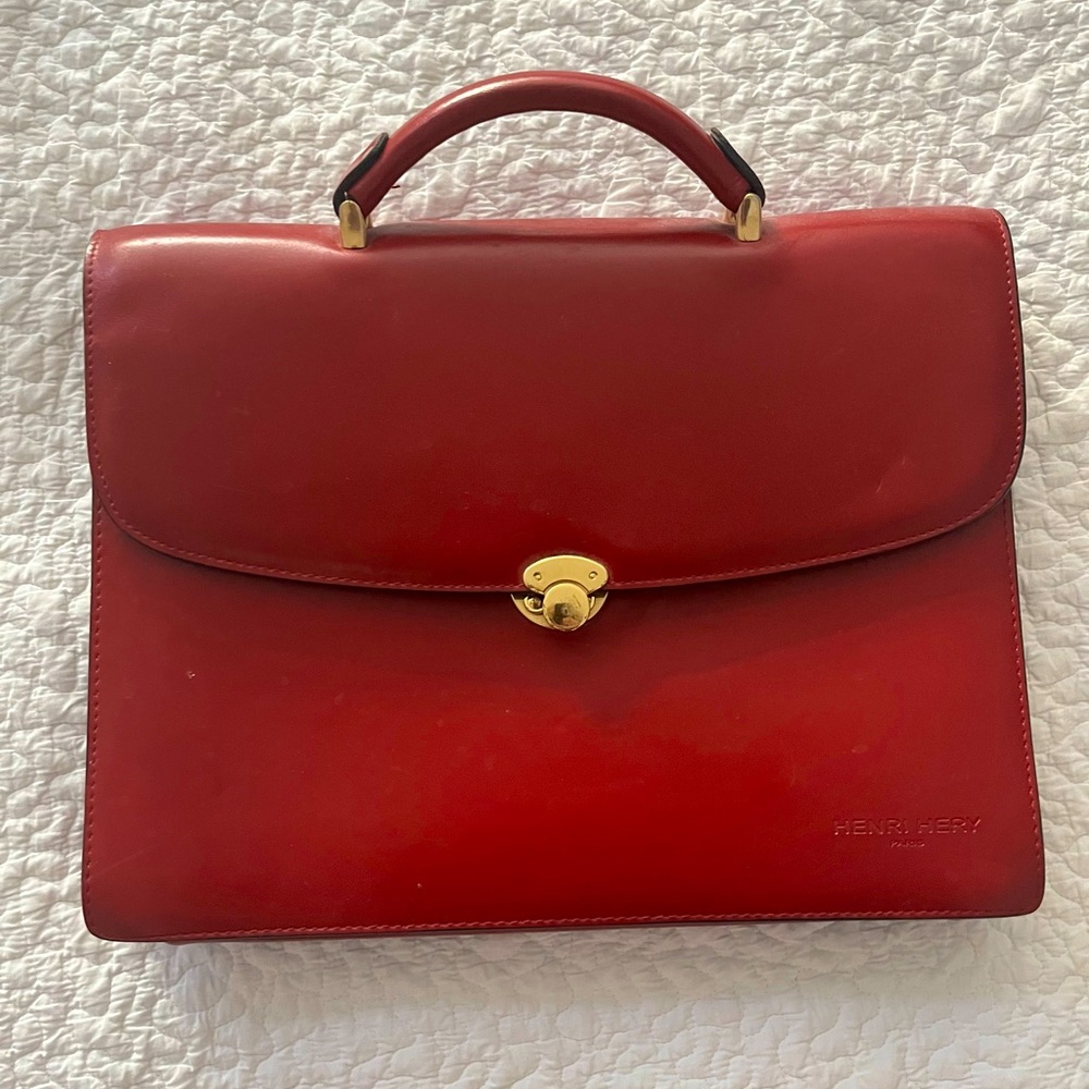 Henri Hery médium vintage handbag/small briefcase in red